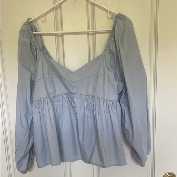 Banana Republic Blue Puff Sleeve Peplum Blouse - Picture 6 of 6